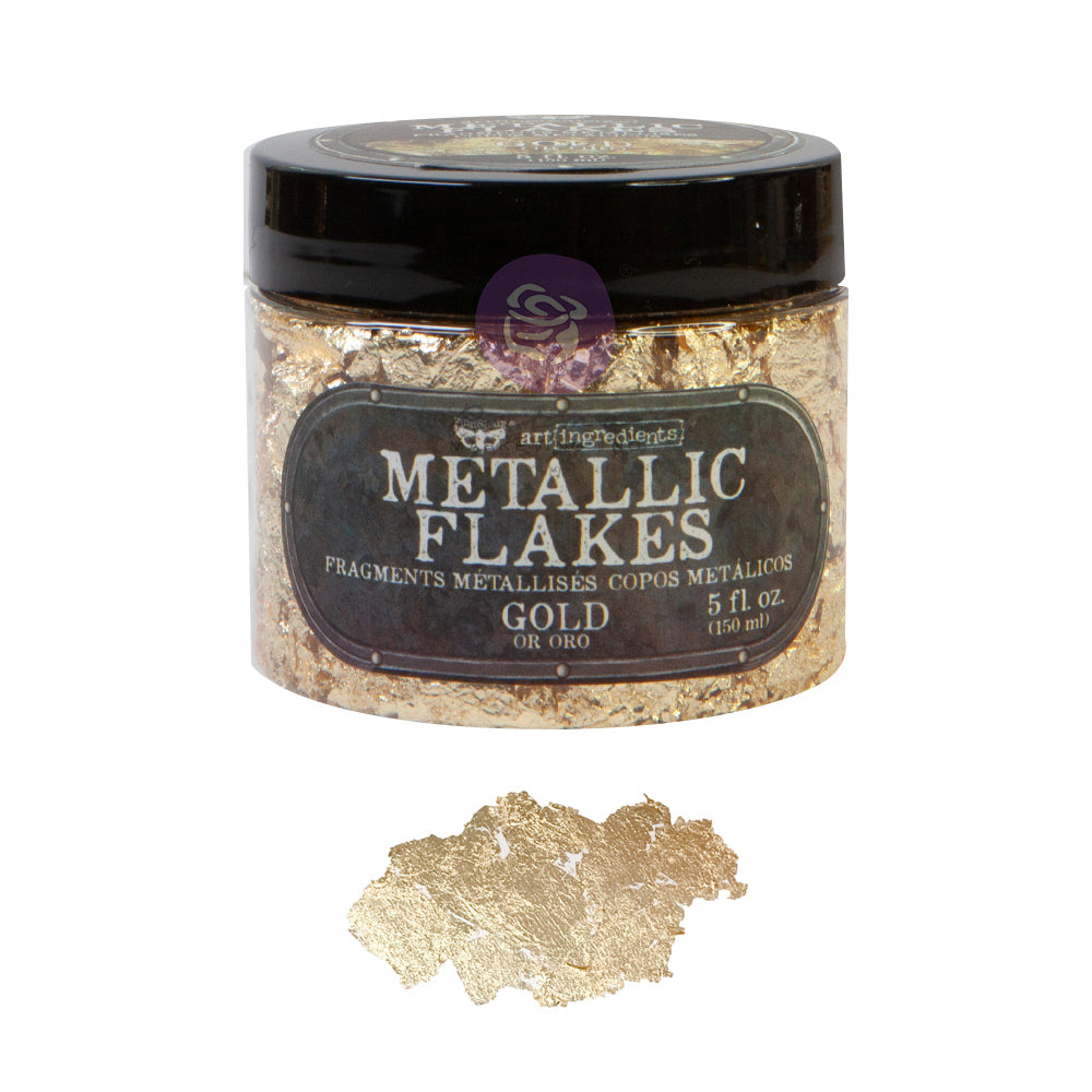 GOLD METALLIC FLAKES–TOTAL WEIGHT 30G INCLUDING CONTAINER