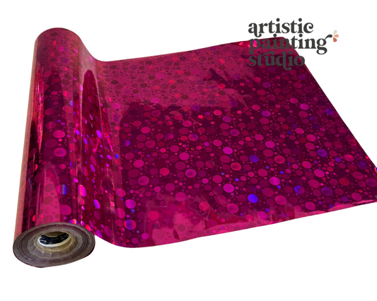 PINK DOTTIE HOLOGRAM- Rub On Metallic Foil by APS - Textile Friendly