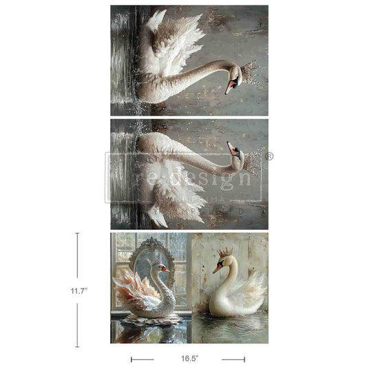 SWAN SERENITY- A3 DECOUPAGE (3PK)