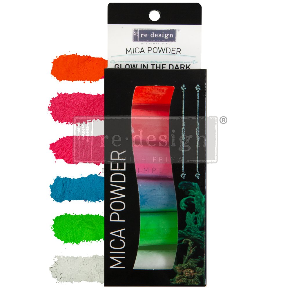 GLOW IN THE DARK – DECOR MICA POWDER SET, 6 COLOURS X 5G EACH